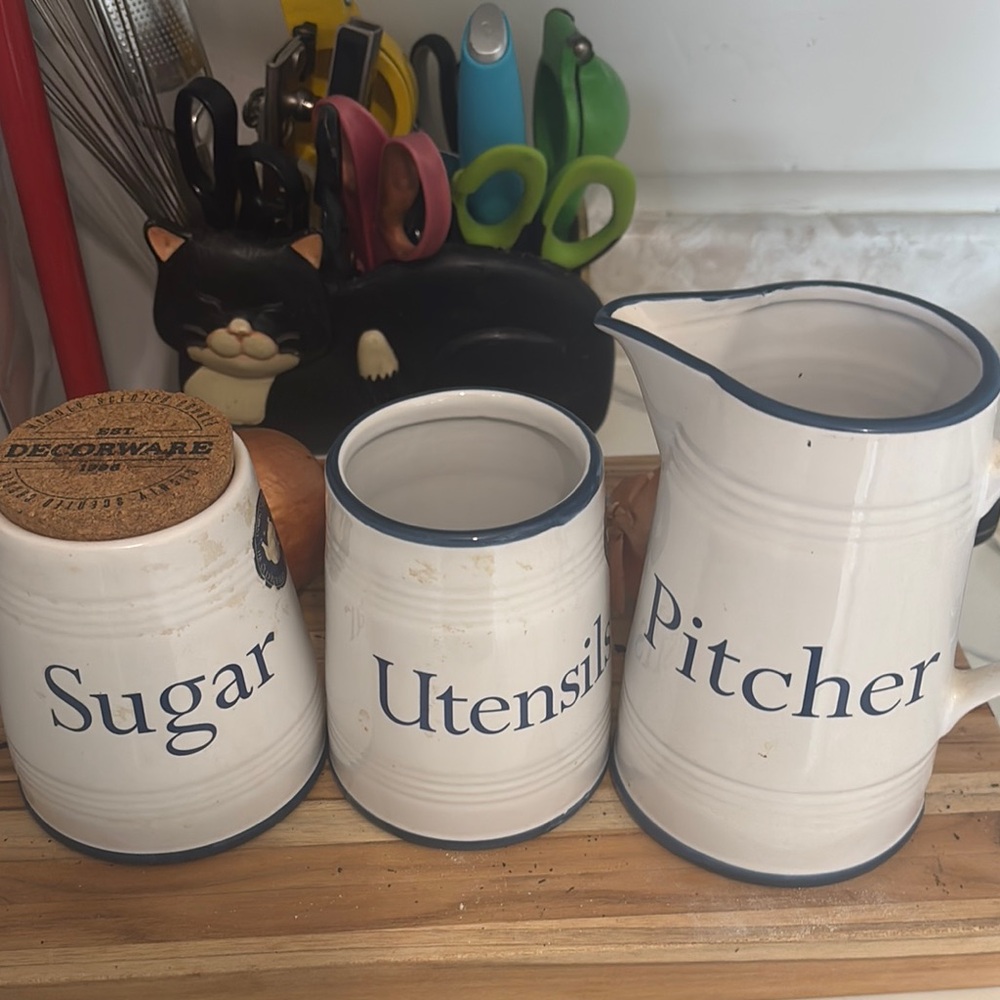 Blue and White Ceramic Kitchen Tools Set